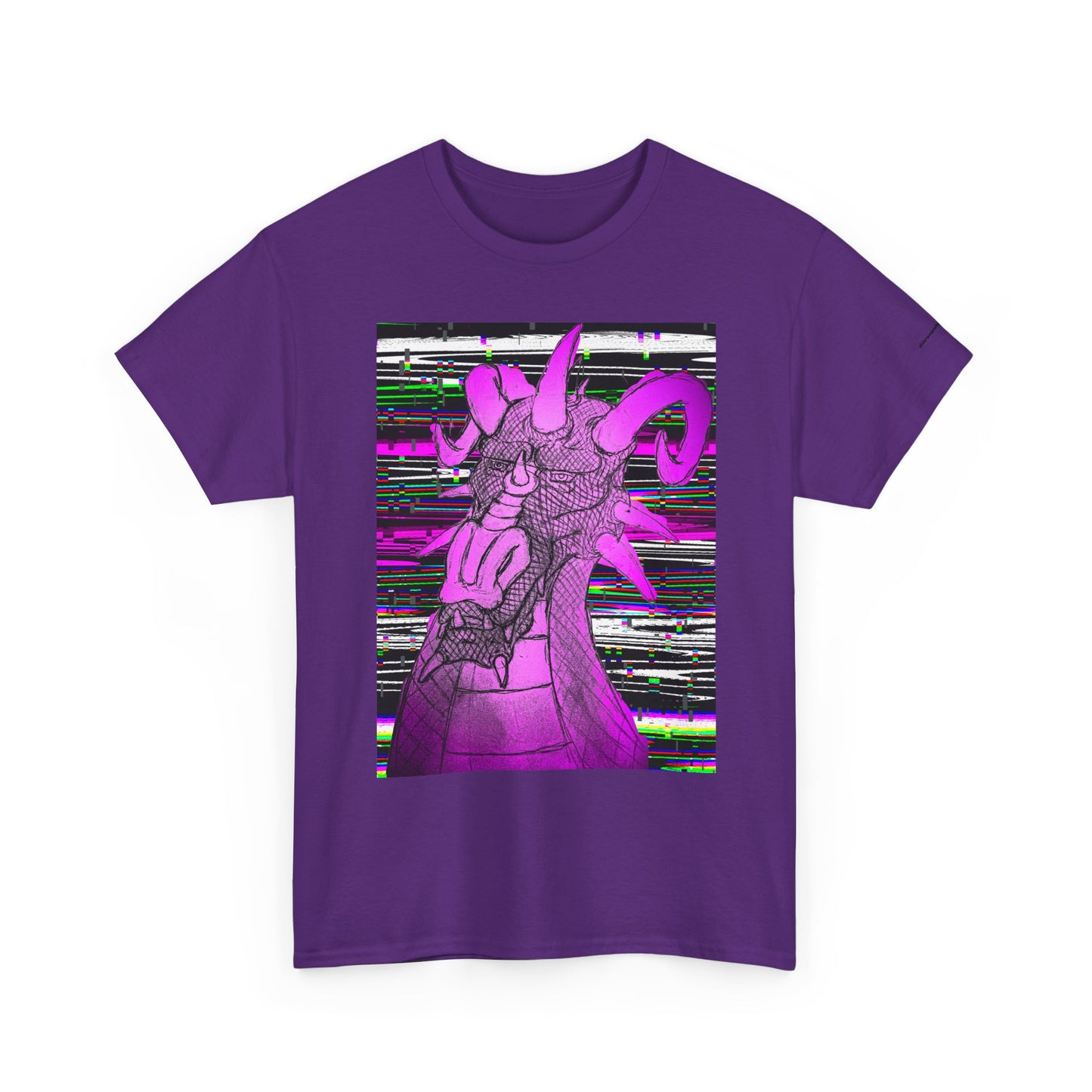 Vaporwave Dragon T-Shirt — Glitch Art Neon Purple Dragon Tee