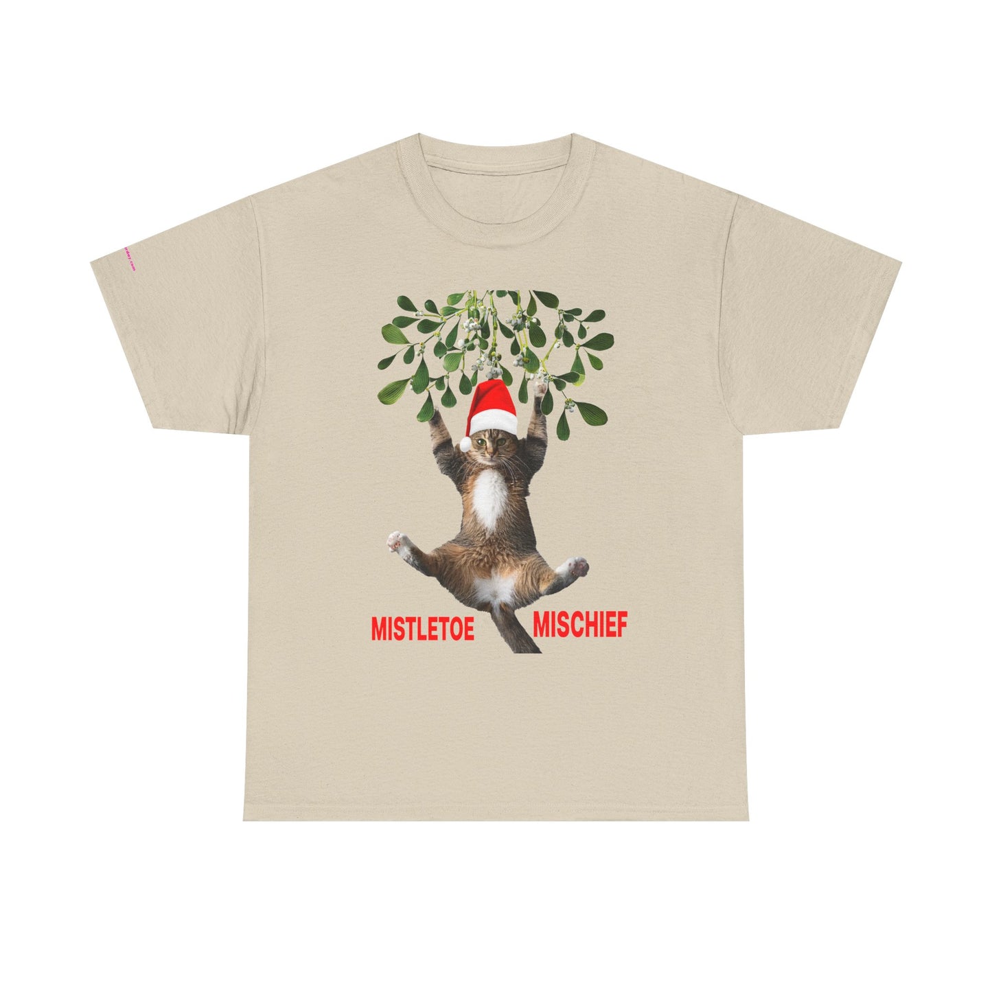 Christmas Cat & Mistletoe Tee — "Mistletoe Mischief" Holiday T-Shirt