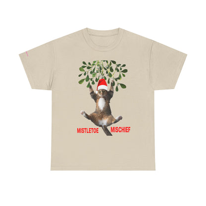 Christmas Cat & Mistletoe Tee — "Mistletoe Mischief" Holiday T-Shirt