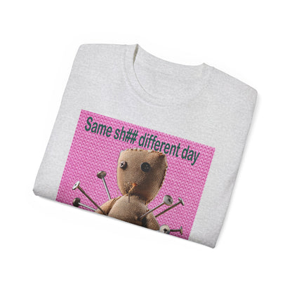 Voodoo Doll Humor Tee, Fun Statement T-Shirt for Everyday Wear, Gift for Friends, Casual Style, Quirky Graphic Shirt, Perfect for Parties