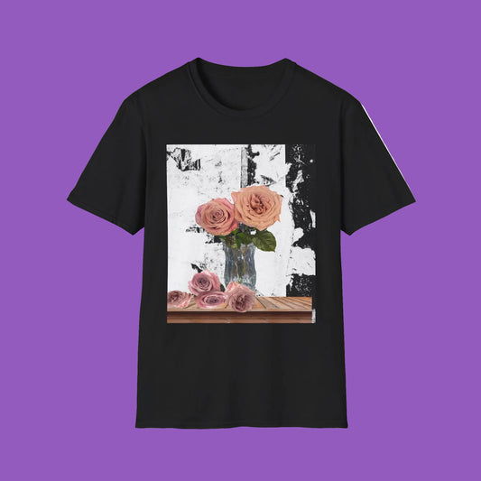 Original Floral Vintage T-Shirt, Softstyle Tee with Roses Design-Bohemian Style