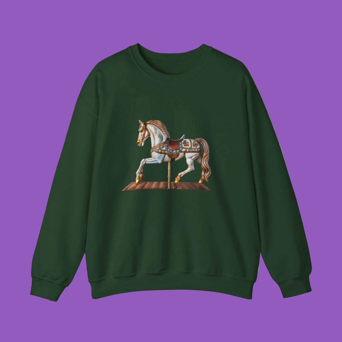 Vintage Carousel Horse Crewneck Sweatshirt, Cozy Sweatshirt, Equestrian Gift