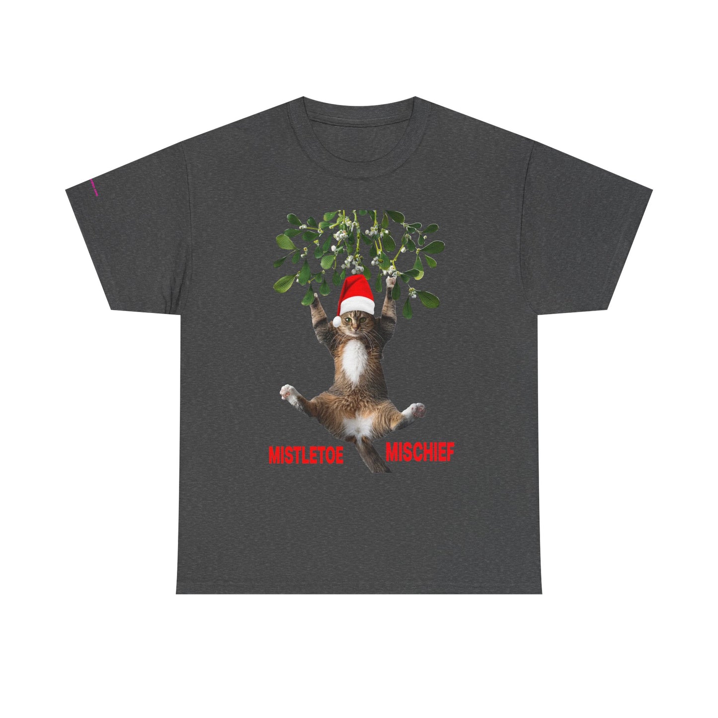 Christmas Cat & Mistletoe Tee — "Mistletoe Mischief" Holiday T-Shirt