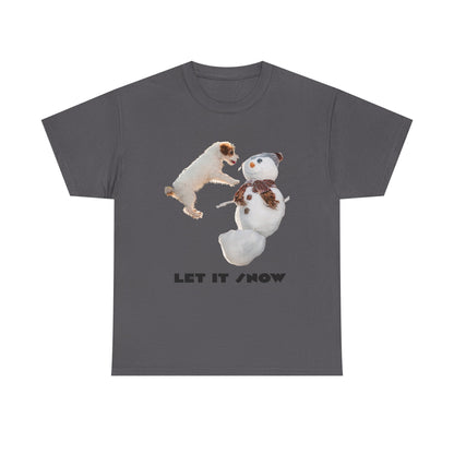Let It Snow Dog & Snowman Tee — Funny Cute Holiday T-Shirt