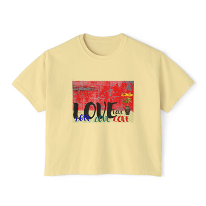 Colorful Love Boxy Tee, Women's Love T-Shirt, Casual Everyday Wear, Gift for Her, Summer Fashion Piece
