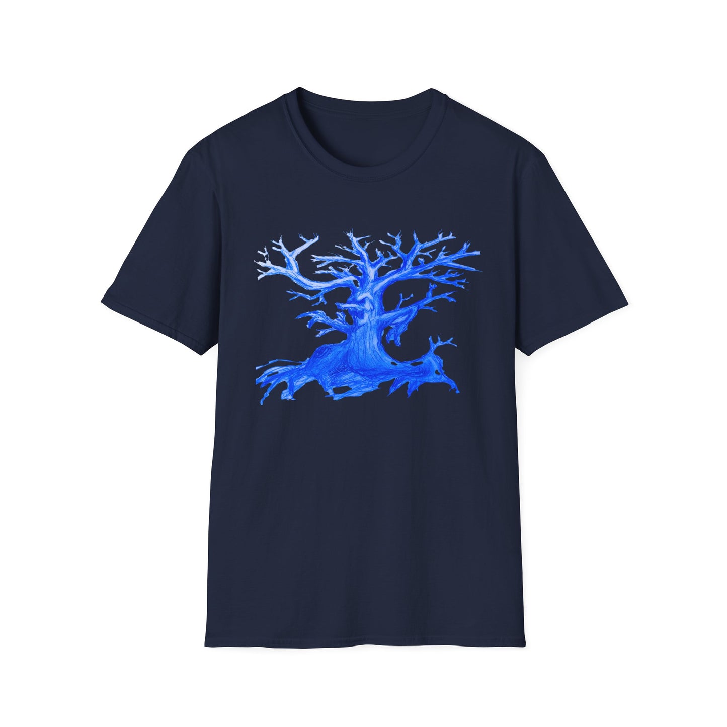 Artistic Animated Tree Design Unisex Softstyle T-Shirt | Eco-friendly Gift, Casual Wear, Nature Lover Tee, Perfect for Any Season