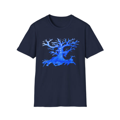 Artistic Animated Tree Design Unisex Softstyle T-Shirt | Eco-friendly Gift, Casual Wear, Nature Lover Tee, Perfect for Any Season