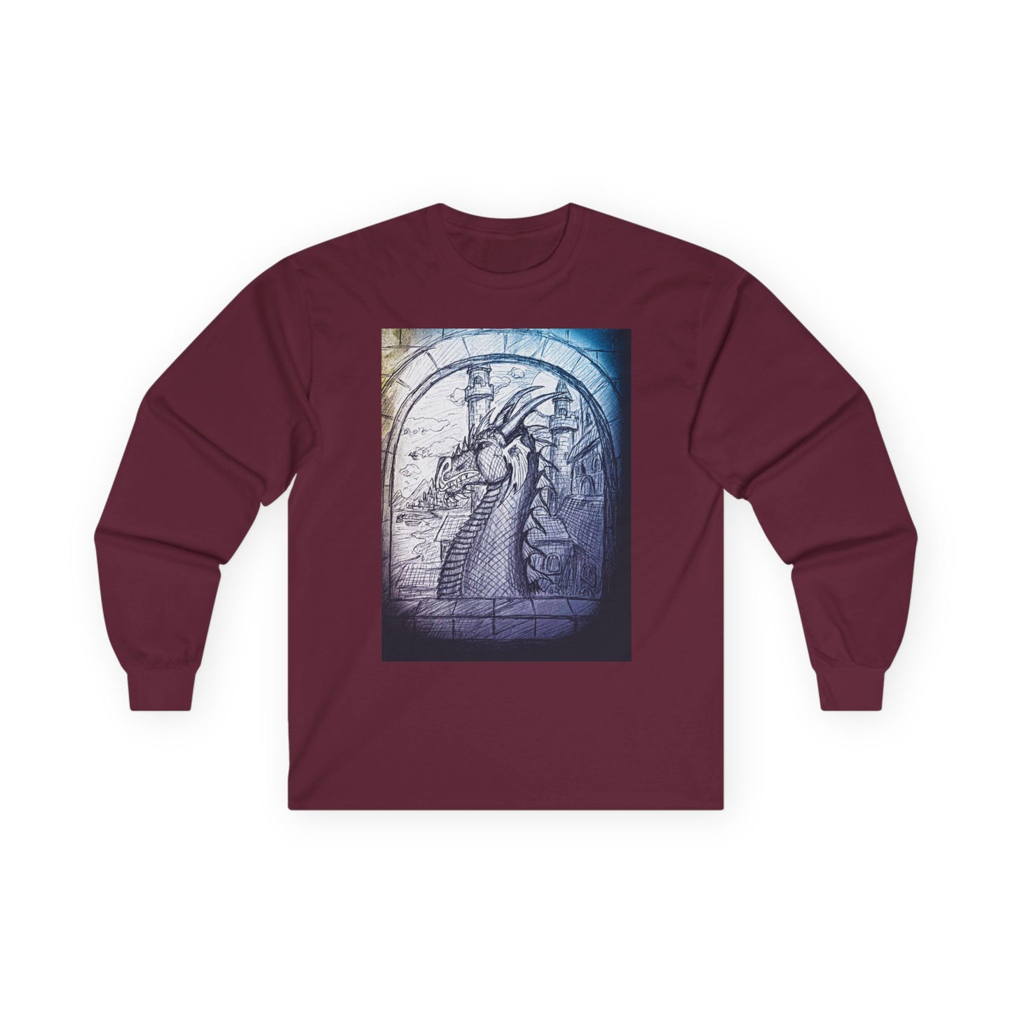 Artistic Dragon frame Long Sleeve Tee - Unique Design for Creative Souls