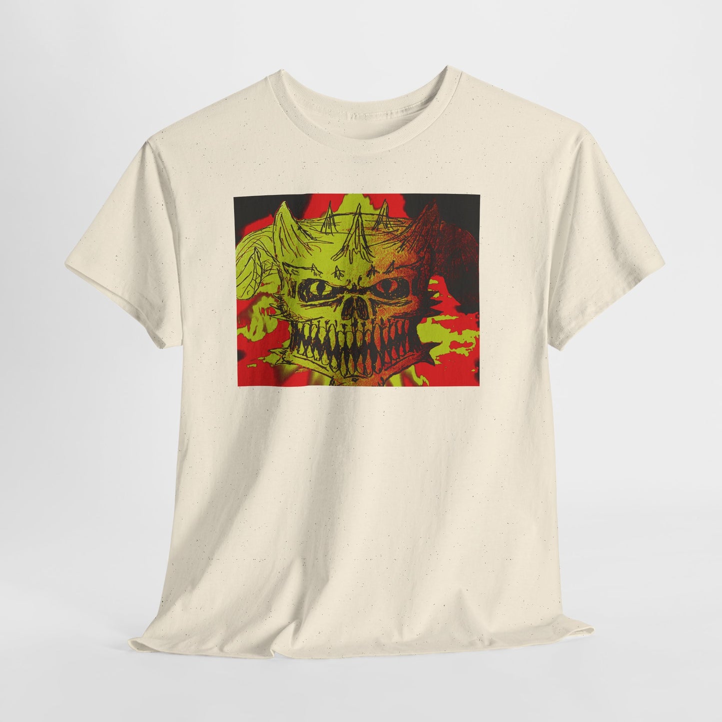 Skull Flame Graphic Tee — Neon Horror Skull T-Shirt