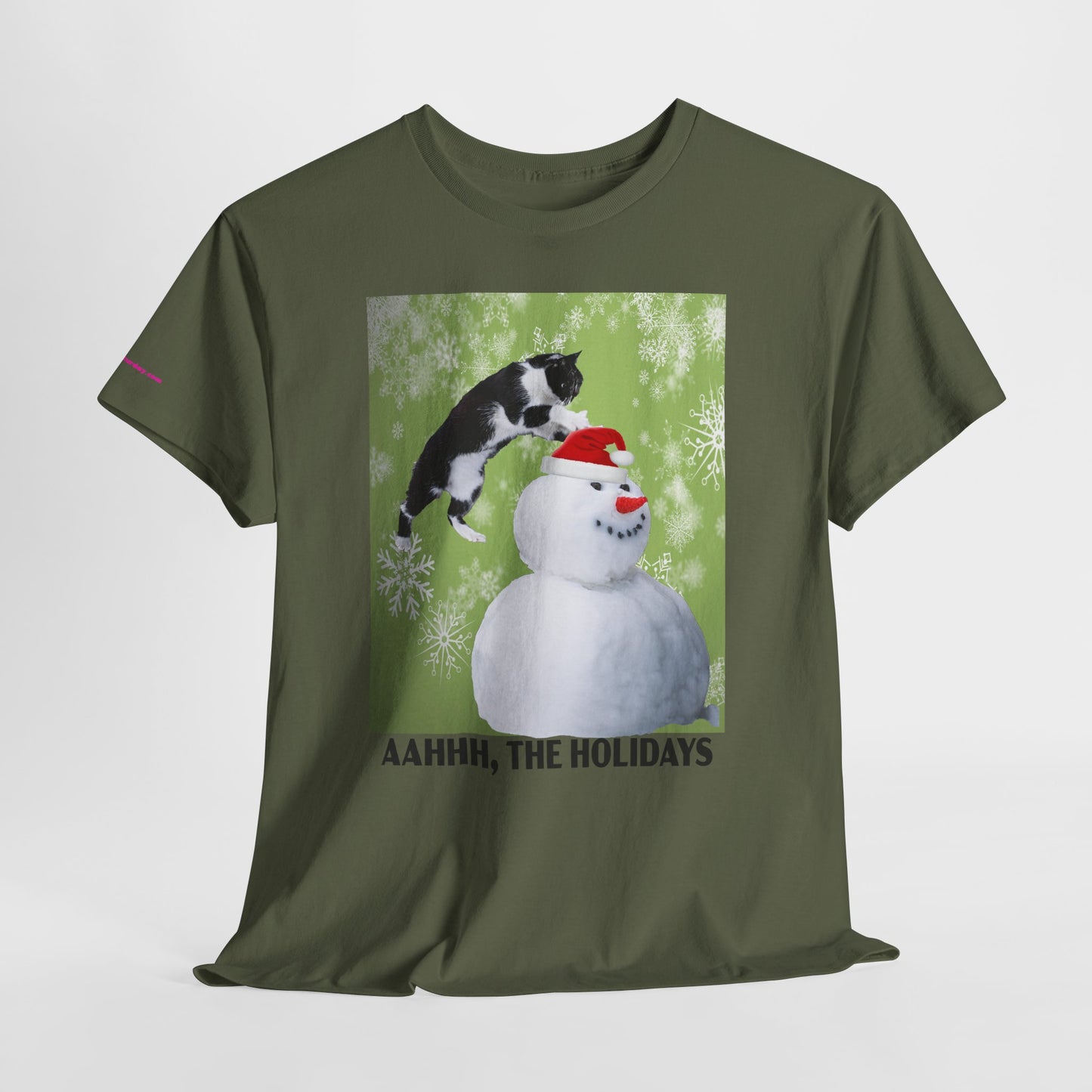 Holiday Cat T‑Shirt – “Aahhh, The Holidays” Funny Snowman Cat Tee
