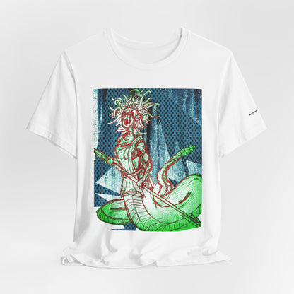 Mythic Serpent Goddess Tee — Neon Medusa Illustration T-Shirt
