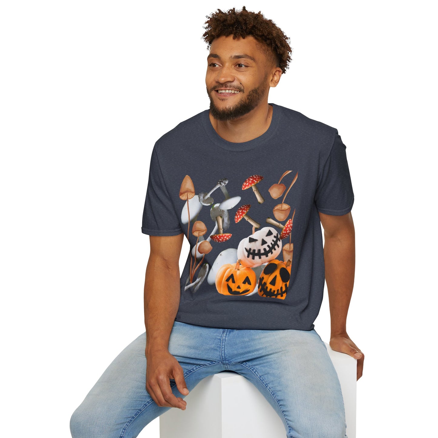 Funny Mushrooms Unisex T-Shirt - Falling from the Sky Pumpkinheads