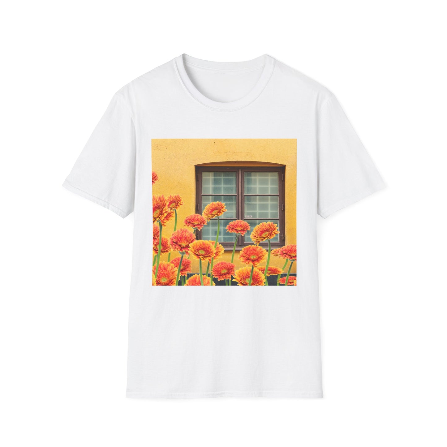 Vibrant Flower Catalina Window Tee - Unisex Softstyle T-Shirt, Floral Graphic Shirt, Spring Fashion, Gift Idea, Art Lover's Top, Summer Outfit