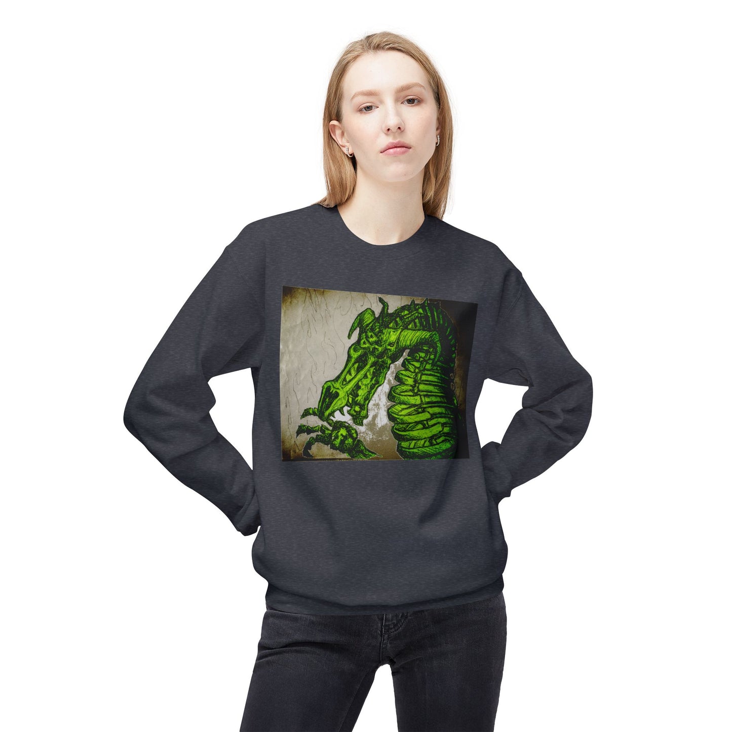 Vintage Green Dragon Unisex Midweight Softstyle Fleece Crewneck Sweatshirt