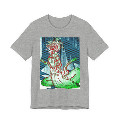 Mythic Serpent Goddess Tee — Neon Medusa Illustration T-Shirt