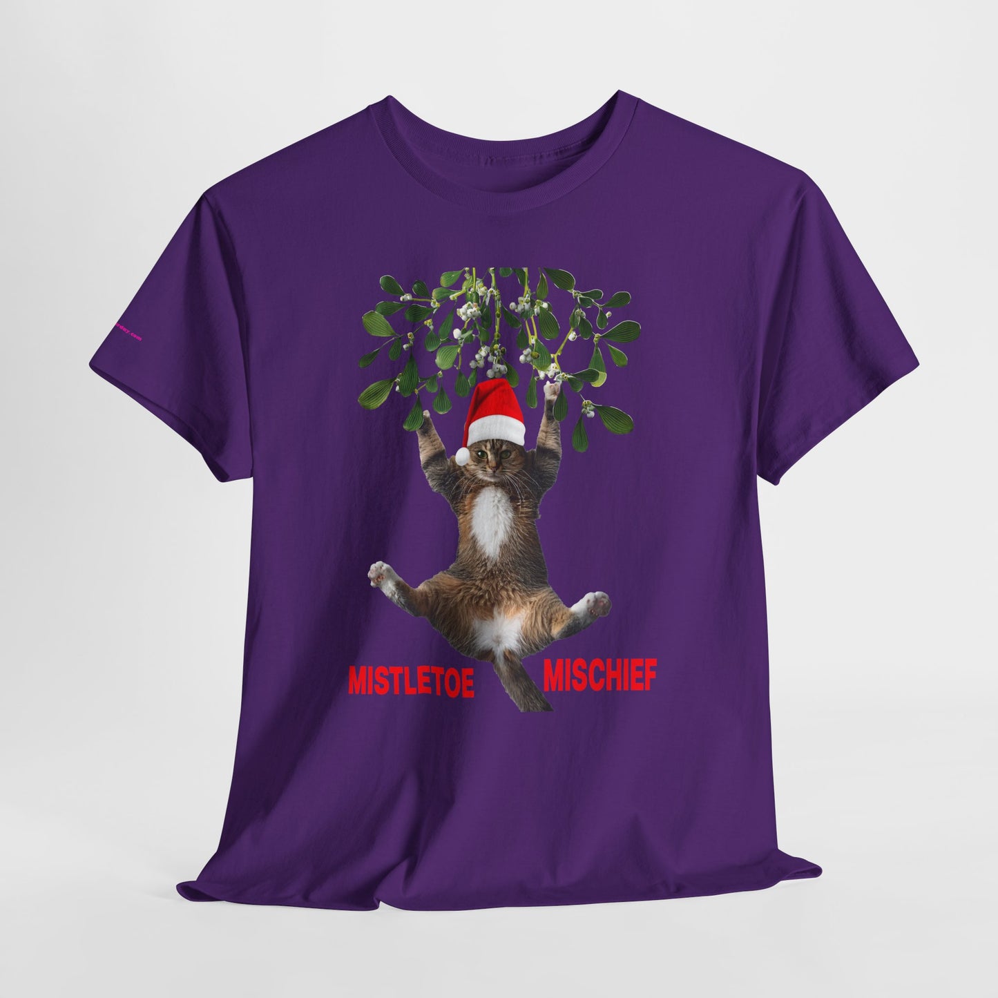 Christmas Cat & Mistletoe Tee — "Mistletoe Mischief" Holiday T-Shirt