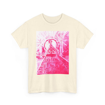 Pink Pyramid Eye Vibrant Artistic Unisex Heavy Cotton Tee | Creative Graphic Tee for Art Lovers, Casual Wear, Gifts, Festival Apparel, Statement Shirt
