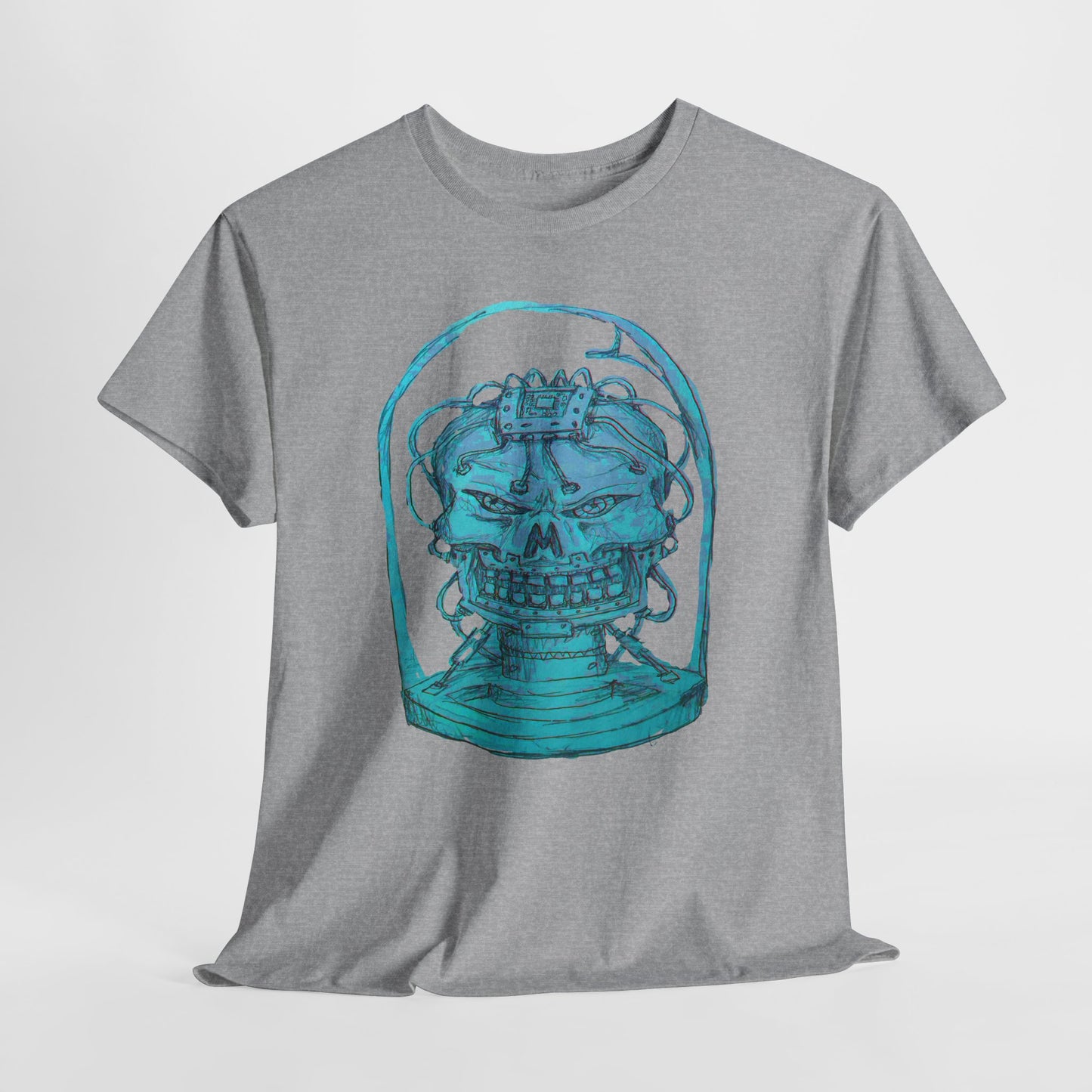 Vibrant Turquoise skull original design Unisex Heavy Cotton Tee