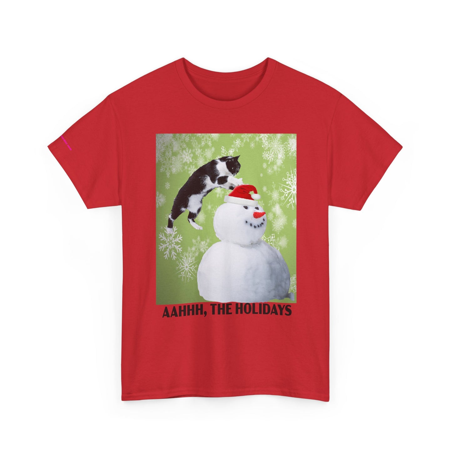 Holiday Cat T‑Shirt – “Aahhh, The Holidays” Funny Snowman Cat Tee