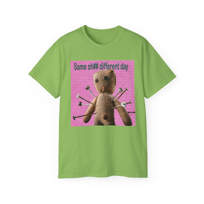 Voodoo Doll Humor Tee, Fun Statement T-Shirt for Everyday Wear, Gift for Friends, Casual Style, Quirky Graphic Shirt, Perfect for Parties