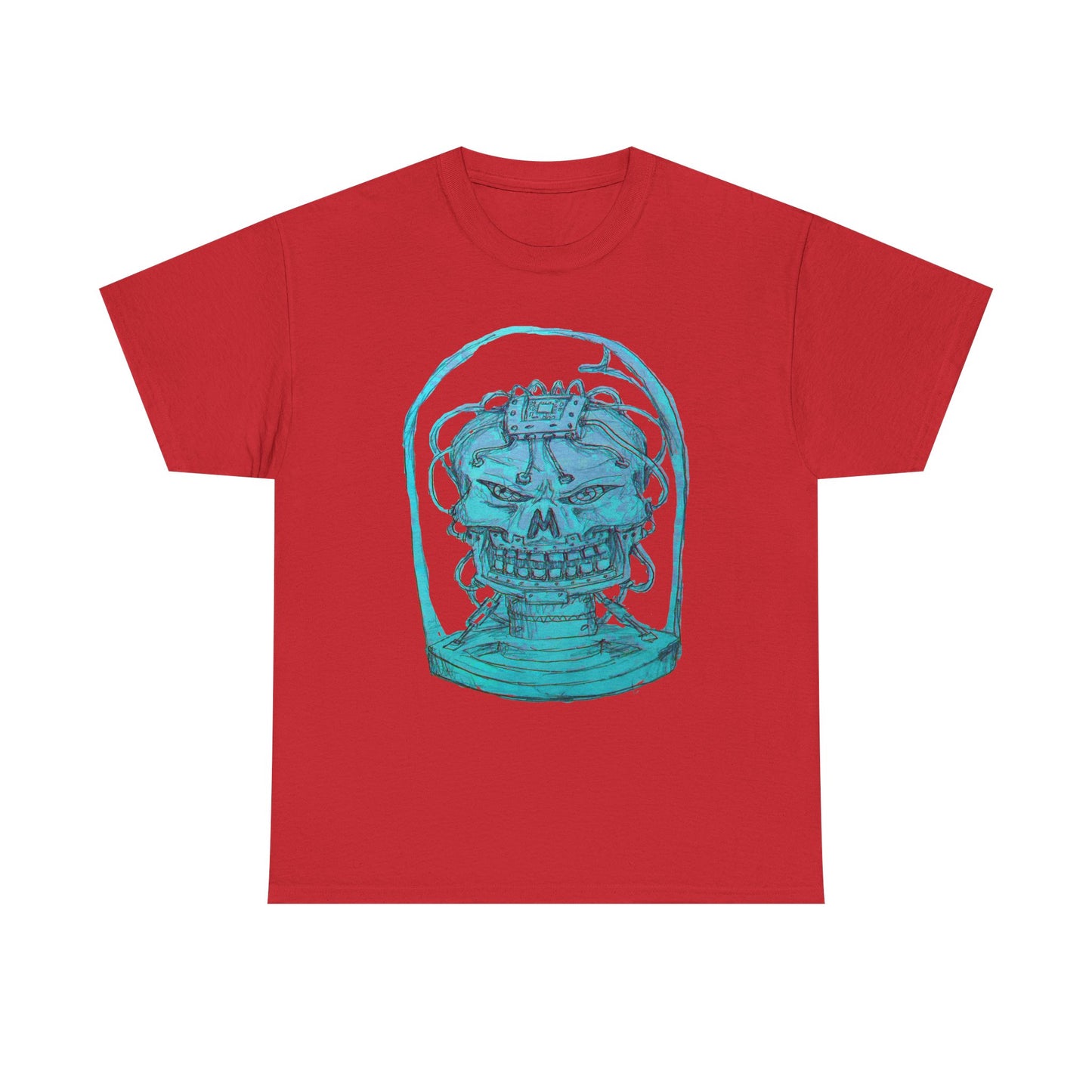 Vibrant Turquoise skull original design Unisex Heavy Cotton Tee