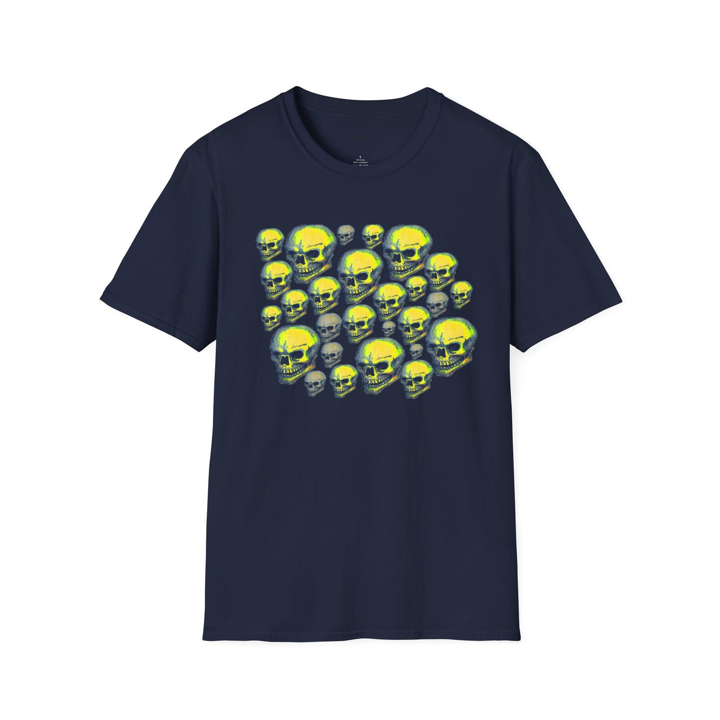 Neon Skull Cluster T-Shirt — Retro Grunge Graphic Tee for Halloween & Streetwear