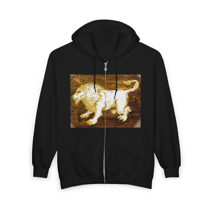 Majestic Lion Zip-Up Sweatshirt - Unisex Full Zip Hoodie, Animal Lover Gift, Warm Outerwear, Birthday, Wildlife Apparel, Adventure Gear