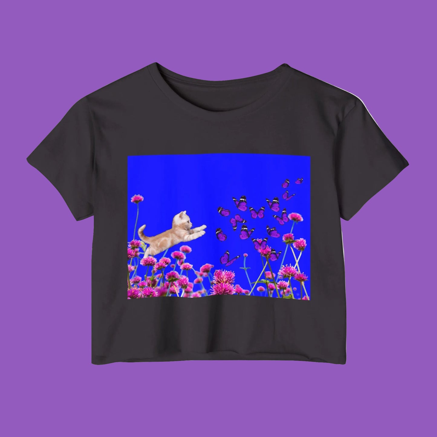 KITTY AND BUTTERFLIES Festival Crop Top