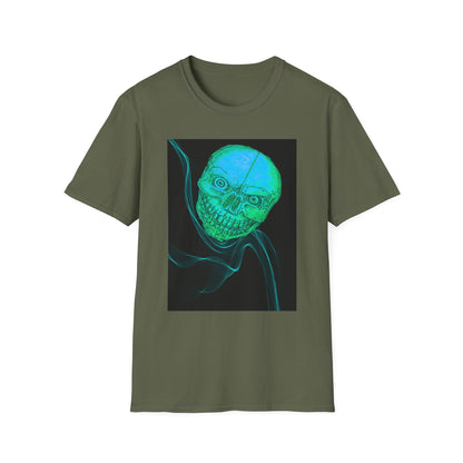 Glow-in-the-Dark floating vibe Skull T-Shirt, Creepy Halloween Tee, Unisex Softstyle Top, Spooky Gift for Teens, Unique Graphic Shirt