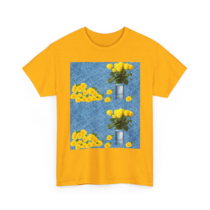 Sunflower double the pretty Bouquet Unisex Heavy Cotton Tee, Floral Graphic Tee, Casual Wear, Gift for Her, Summer Fashion, Eco-Friendly T-Shirt