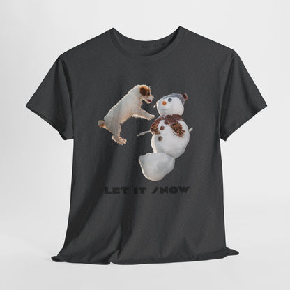 Let It Snow Dog & Snowman Tee — Funny Cute Holiday T-Shirt