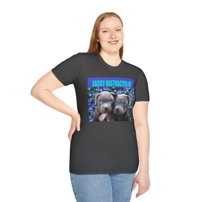 Easily Distracted by Puppies Cute Dog Lover T-Shirt, Easily Distracted by Dogs Tee, Perfect Gift for Pet Owners, Animal Lover Apparel, Casual Everyday Wear
