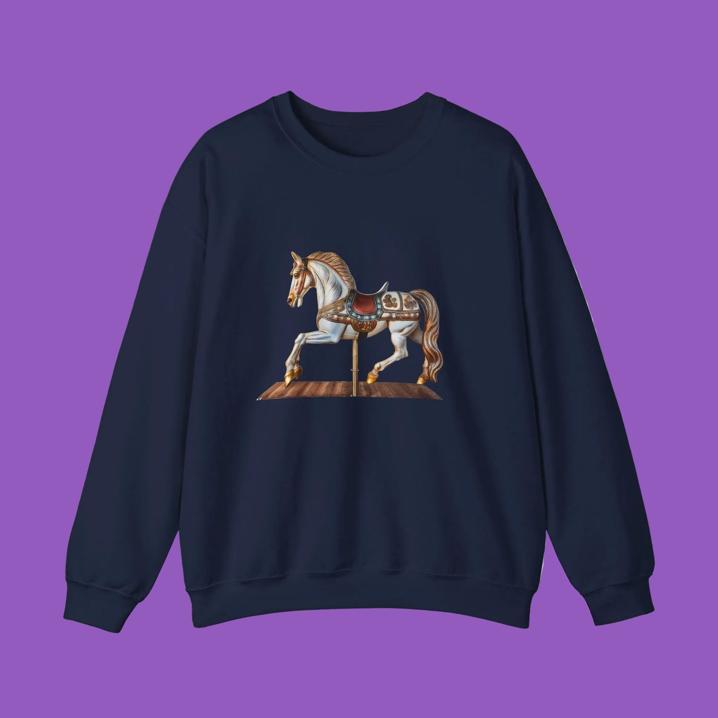 Vintage Carousel Horse Crewneck Sweatshirt, Cozy Sweatshirt, Equestrian Gift
