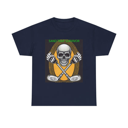 Golf Survivor Skull Tee, Unisex Heavy Cotton T-Shirt, Perfect Gift for Golf Lovers, Sports Apparel, Casual Wear, Skull Design