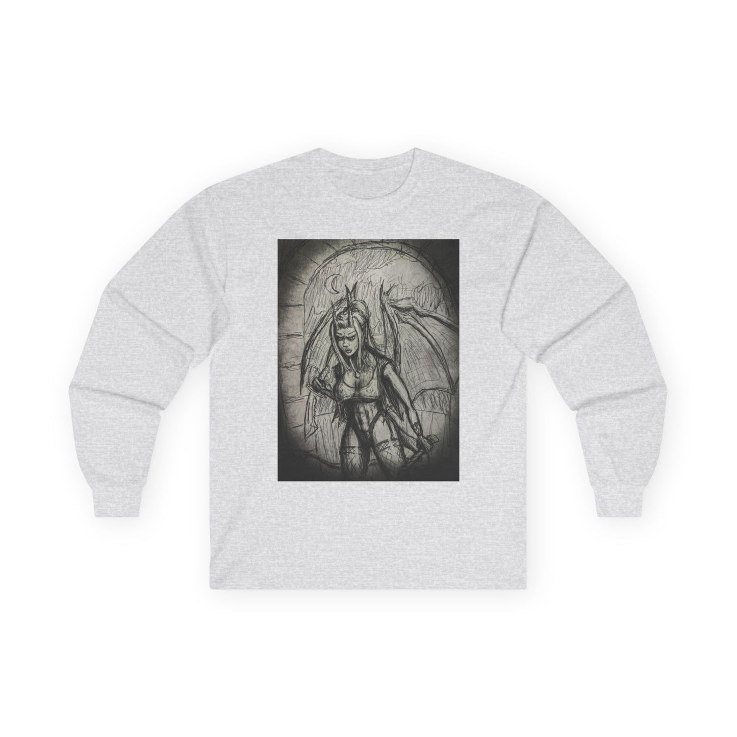 Gothic Winged Demon Long Sleeve Tee