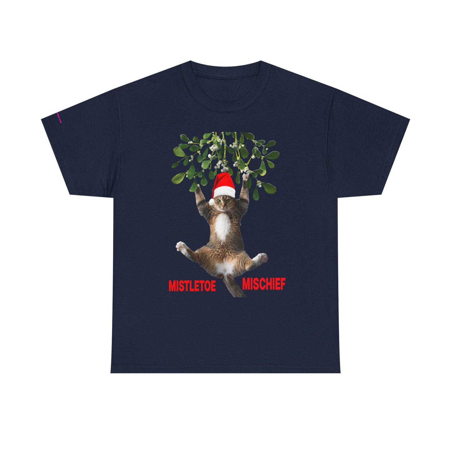 Christmas Cat & Mistletoe Tee — "Mistletoe Mischief" Holiday T-Shirt