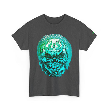 Vibrant Green Skull Graphic Tee - Unisex Heavy Cotton