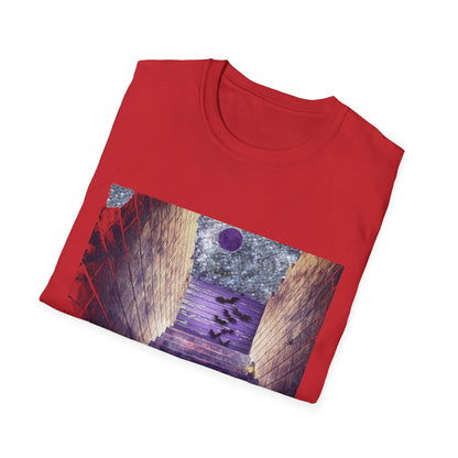 Mystical Stairway Bats Unisex T-Shirt - Softstyle Tee for Dreamers, Perfect for Gifting, Spiritual Occasions, Casual Wear, Art Lovers, [...]