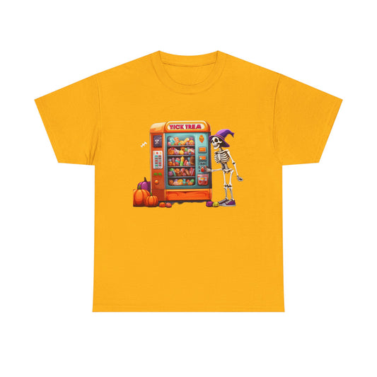 Halloween Skeleton Vending Machine Tee | Unisex Heavy Cotton T-Shirt, Spooky Shirt, Fall Fashion, Trick or Treat Top, Halloween Costume