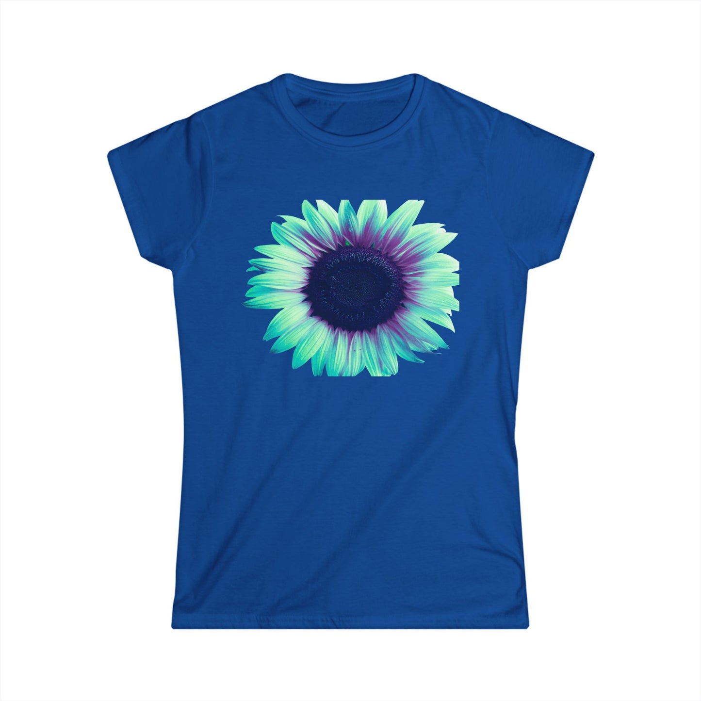 Women’s Tee — Teal & Purple Sunflower Graphic