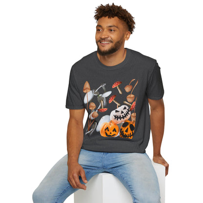 Funny Mushrooms Unisex T-Shirt - Falling from the Sky Pumpkinheads