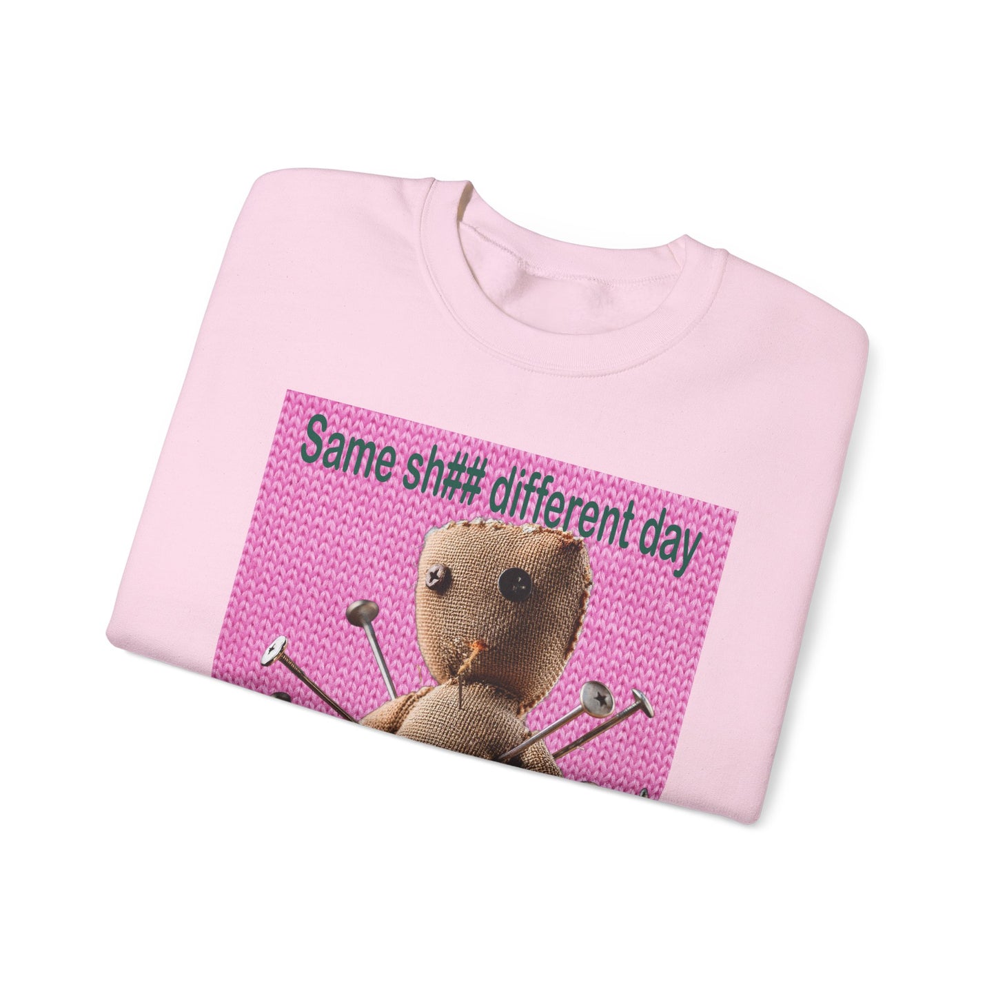 Voodoo Doll Funny Graphic Crewneck Sweatshirt, Casual Everyday Wear, Perfect Gift for Friends & Family, Humor, Quirky Style, Unisex