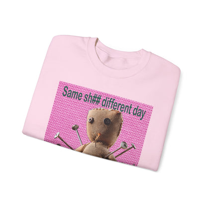 Voodoo Doll Funny Graphic Crewneck Sweatshirt, Casual Everyday Wear, Perfect Gift for Friends & Family, Humor, Quirky Style, Unisex
