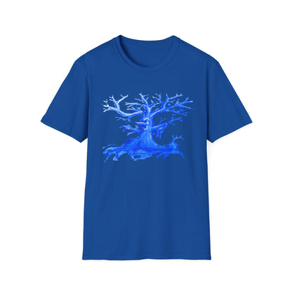 Artistic Animated Tree Design Unisex Softstyle T-Shirt | Eco-friendly Gift, Casual Wear, Nature Lover Tee, Perfect for Any Season