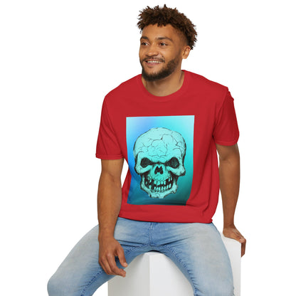 Skull Graphic  Bright Colored Unisex Softstyle T-Shirt, Edgy Tee, Casual Wear, Festival Apparel, Gift for Horror Fans, Halloween Clothing