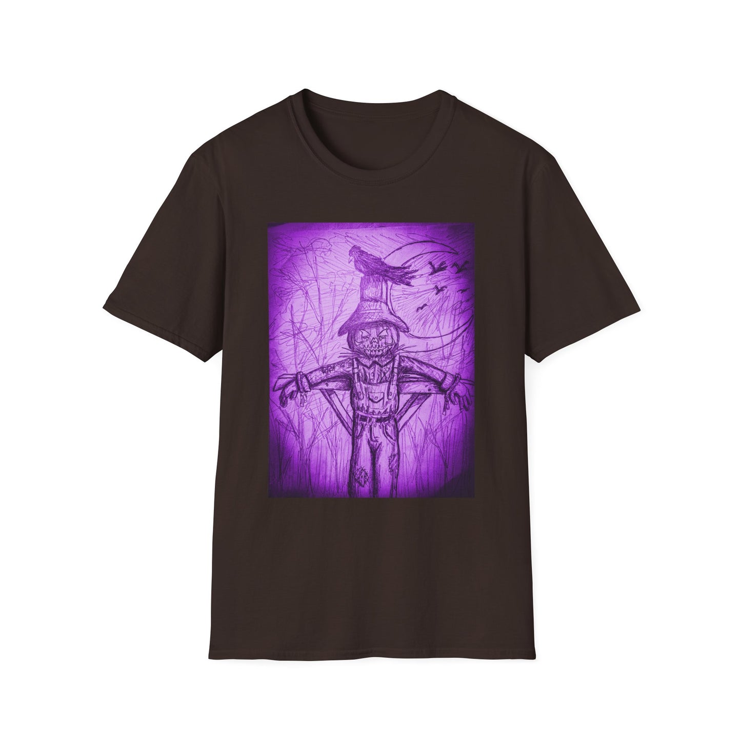 Purple Scarecrow Unisex Tee | Softstyle T-Shirt | Gothic Art, Fall Fashion, Halloween Shirt, Casual Wear, Scarecrow Design