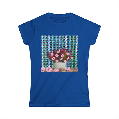 Peonies Tweed Bouquet Softstyle Tee for Women, Floral T-Shirt, Casual Wear, Gift for Her, Spring Outfit, Everyday Style