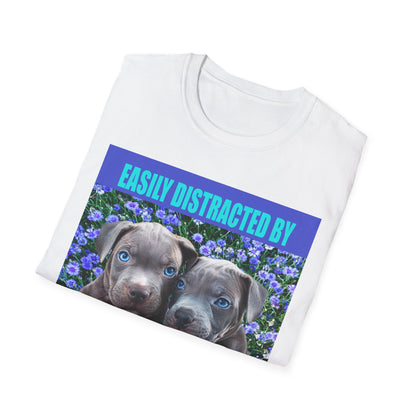Easily Distracted by Puppies Cute Dog Lover T-Shirt, Easily Distracted by Dogs Tee, Perfect Gift for Pet Owners, Animal Lover Apparel, Casual Everyday Wear