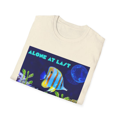 Underwater Adventure T-Shirt - (alone at last)Cool Sea Life Tee, Fish Shirt, Ocean Lover Gift, Beach Day Wear, Casual Summer Style, Swimwear