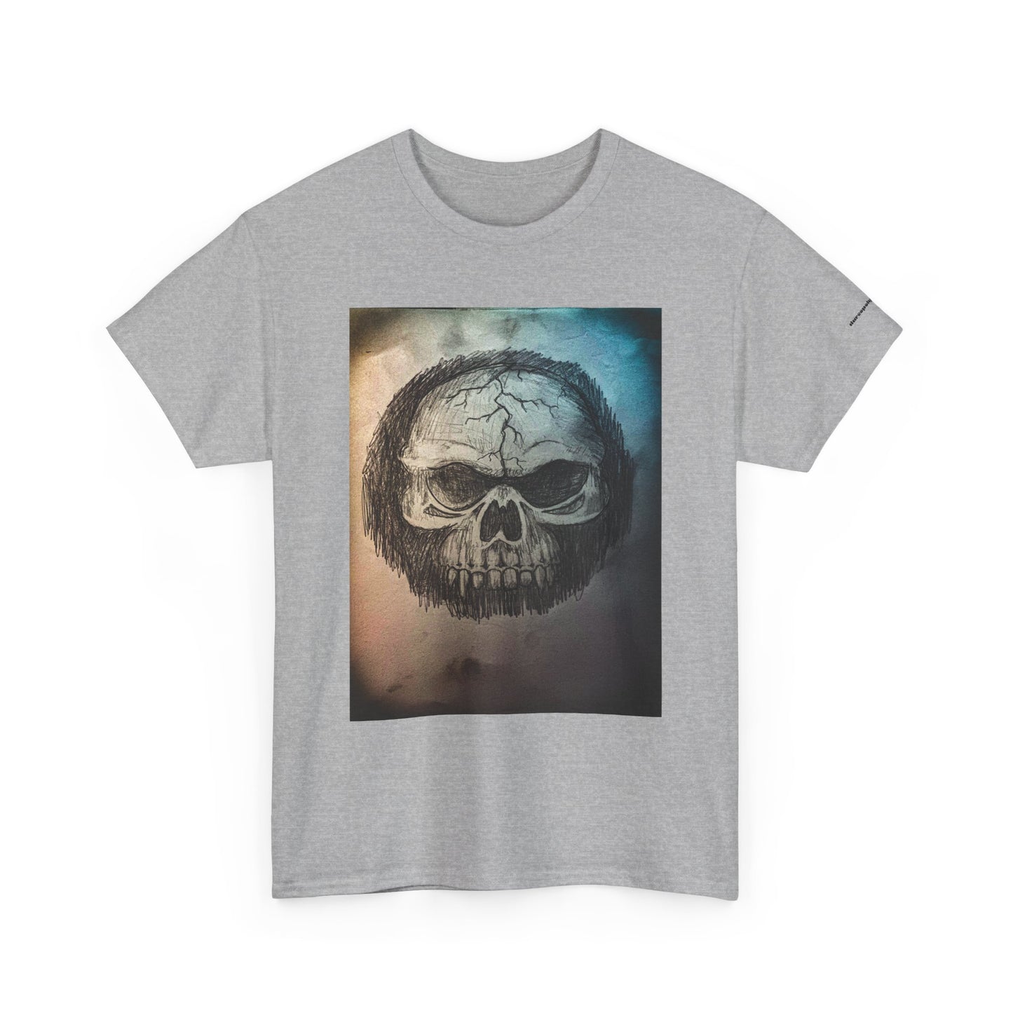 Skull Tee - Feathered Skull Hazy Border Design